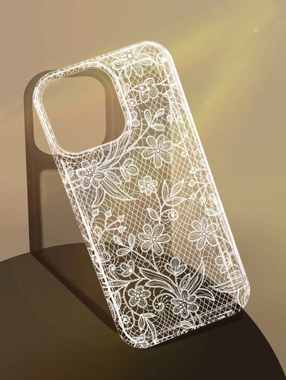 Pink Lace Element Fashion Shockproof 1pc Romantic Lace Pattern Soft Transparent Air Cushion Anti-Slip Phone Case Compatible With Iphone 11/12/13/14/15/16 Pro Max Anniversary Wedding Gift Birthday Part