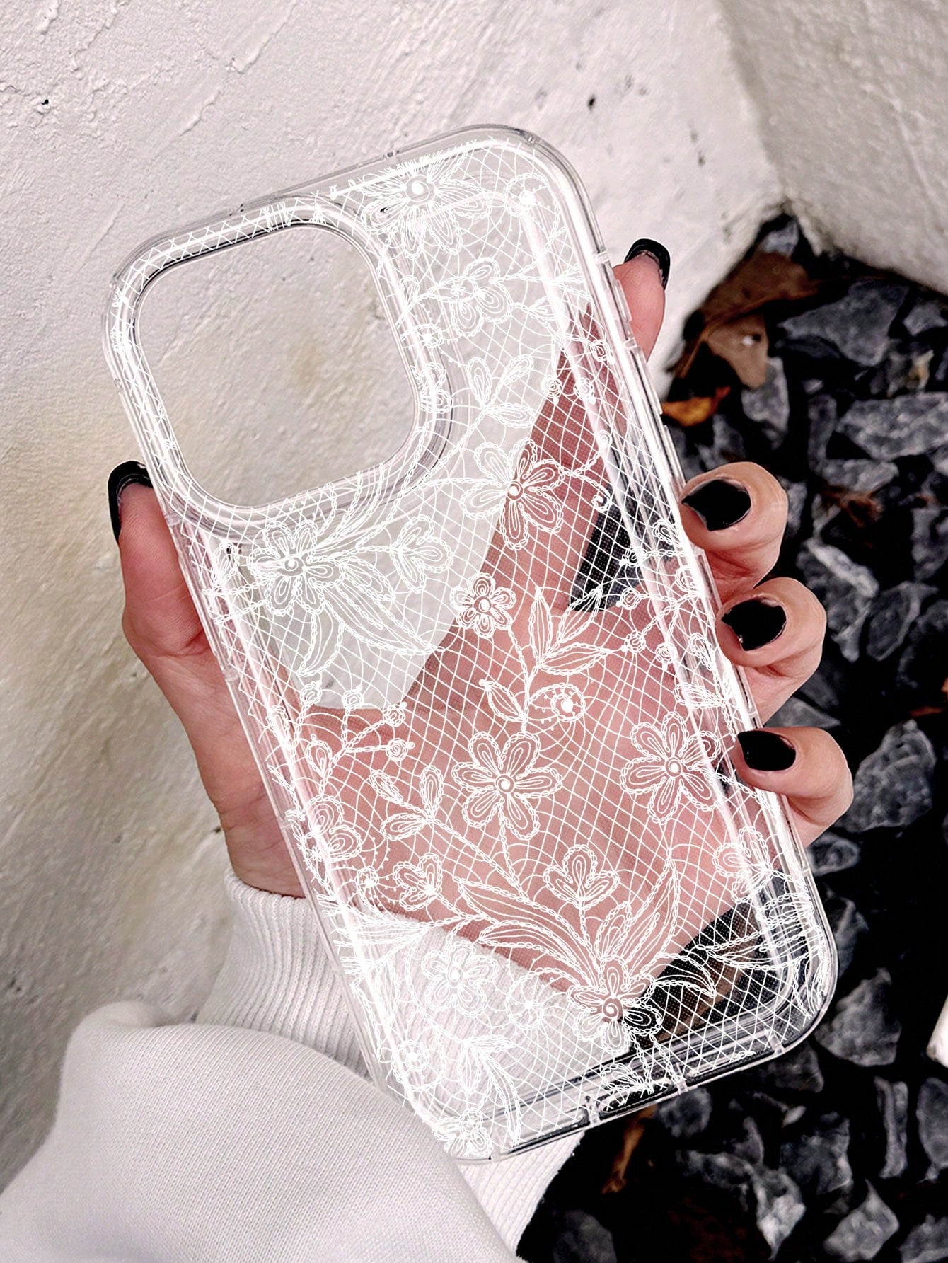 Pink Lace Element Fashion Shockproof 1pc Romantic Lace Pattern Soft Transparent Air Cushion Anti-Slip Phone Case Compatible With Iphone 11/12/13/14/15/16 Pro Max Anniversary Wedding Gift Birthday Part