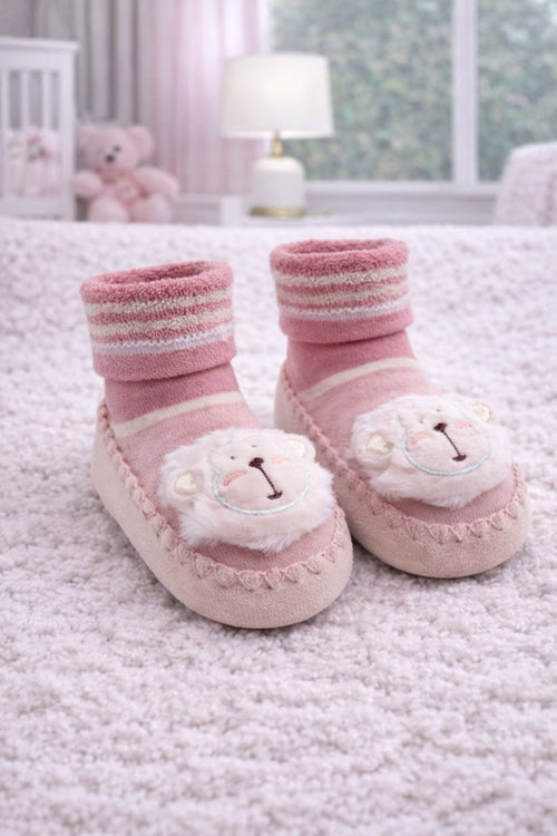 Pink Monkey- Baby Sock Shoes for Infants Babies - 6 to 18 Months