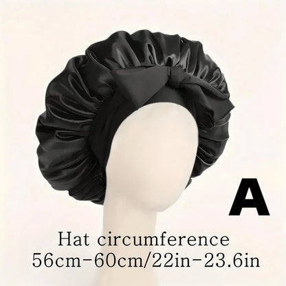 [Pink Satin Bonnet] Soft Luxurious Pink Satin Bonnet- Adjustable Tie Band & Bow Accent, Comfortable Ruffled Design For A Snug Fit, Hair Protection| Satin Cap| Smooth Satin Finish For Women & Men