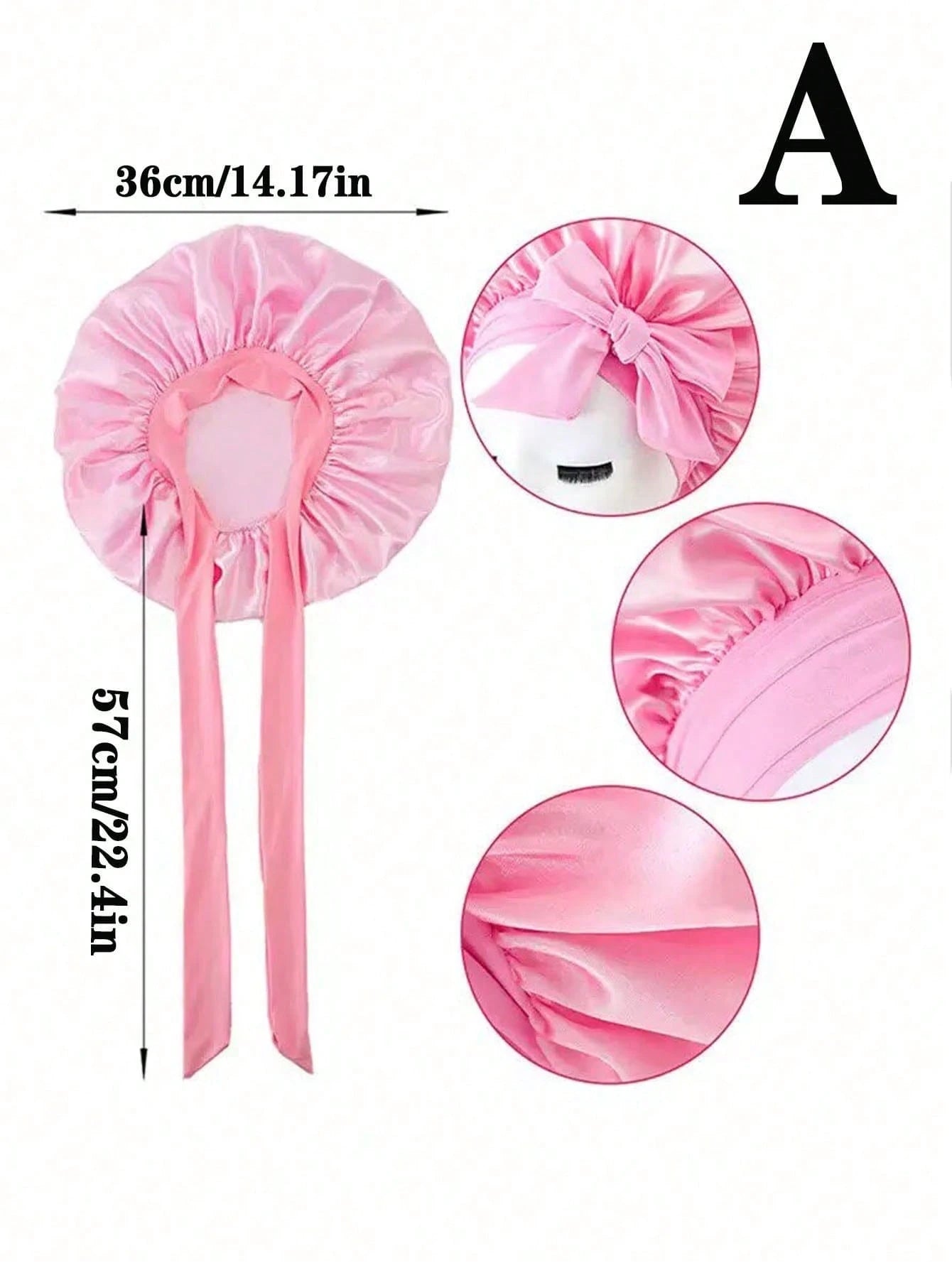 [Pink Satin Bonnet] Soft Luxurious Pink Satin Bonnet- Adjustable Tie Band & Bow Accent, Comfortable Ruffled Design For A Snug Fit, Hair Protection| Satin Cap| Smooth Satin Finish For Women & Men
