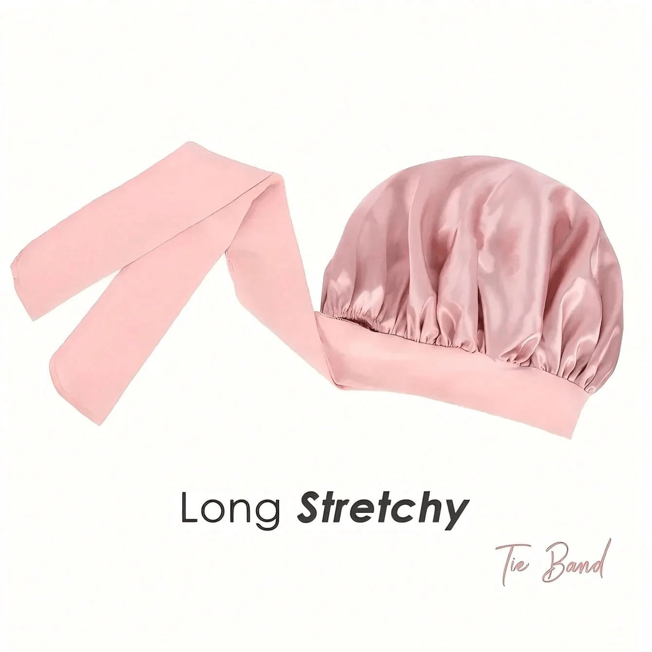 [Pink Satin Bonnet] Soft Luxurious Pink Satin Bonnet- Adjustable Tie Band & Bow Accent, Comfortable Ruffled Design For A Snug Fit, Hair Protection| Satin Cap| Smooth Satin Finish For Women & Men