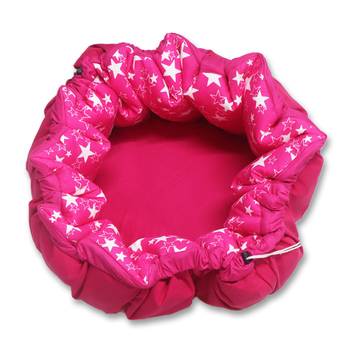 Pink Star Baby Play Mat Cum Storage Bag