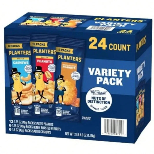 Planters Variety Pack Cashews & Peanuts, 24 Pk. 2.53lbs