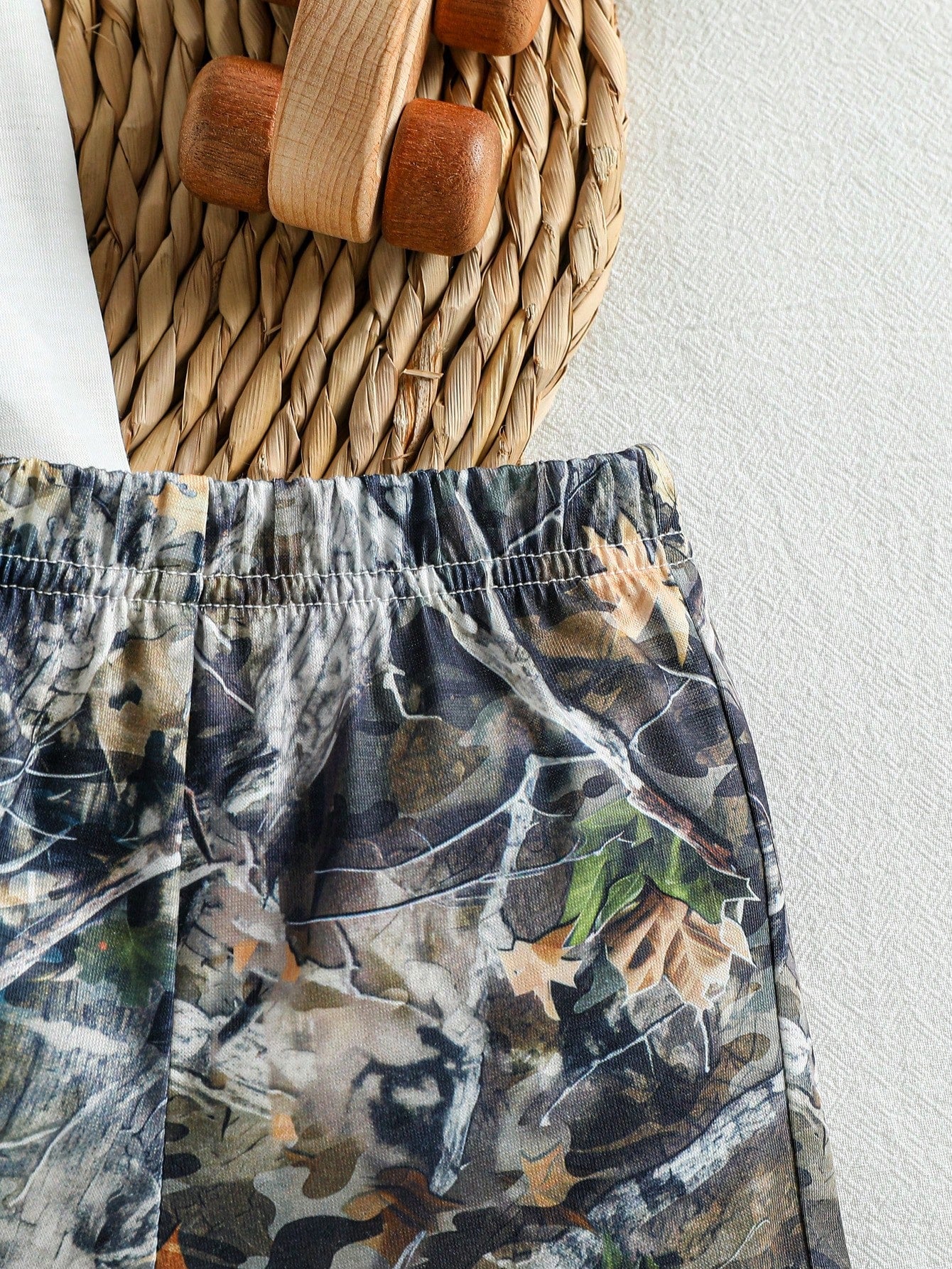 Playful Pals 0-3 Years Infant Toddler Baby Boys Summer White Camo Forest Branch Print Romper Set Cute Loose Outfit For Casual Vacation Outings & Sports Clothing