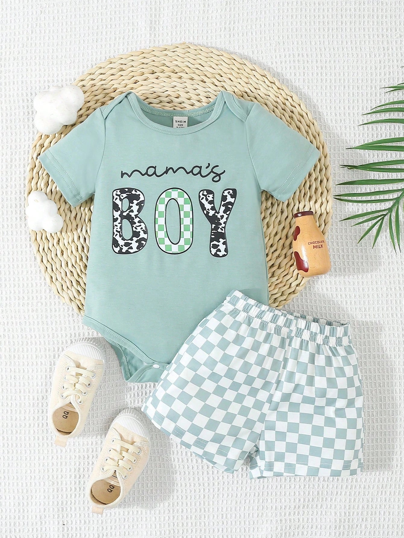 Playful Pals 0-3 Years Infant Toddler Baby Boys Summer White Camo Forest Branch Print Romper Set Cute Loose Outfit For Casual Vacation Outings & Sports Clothing