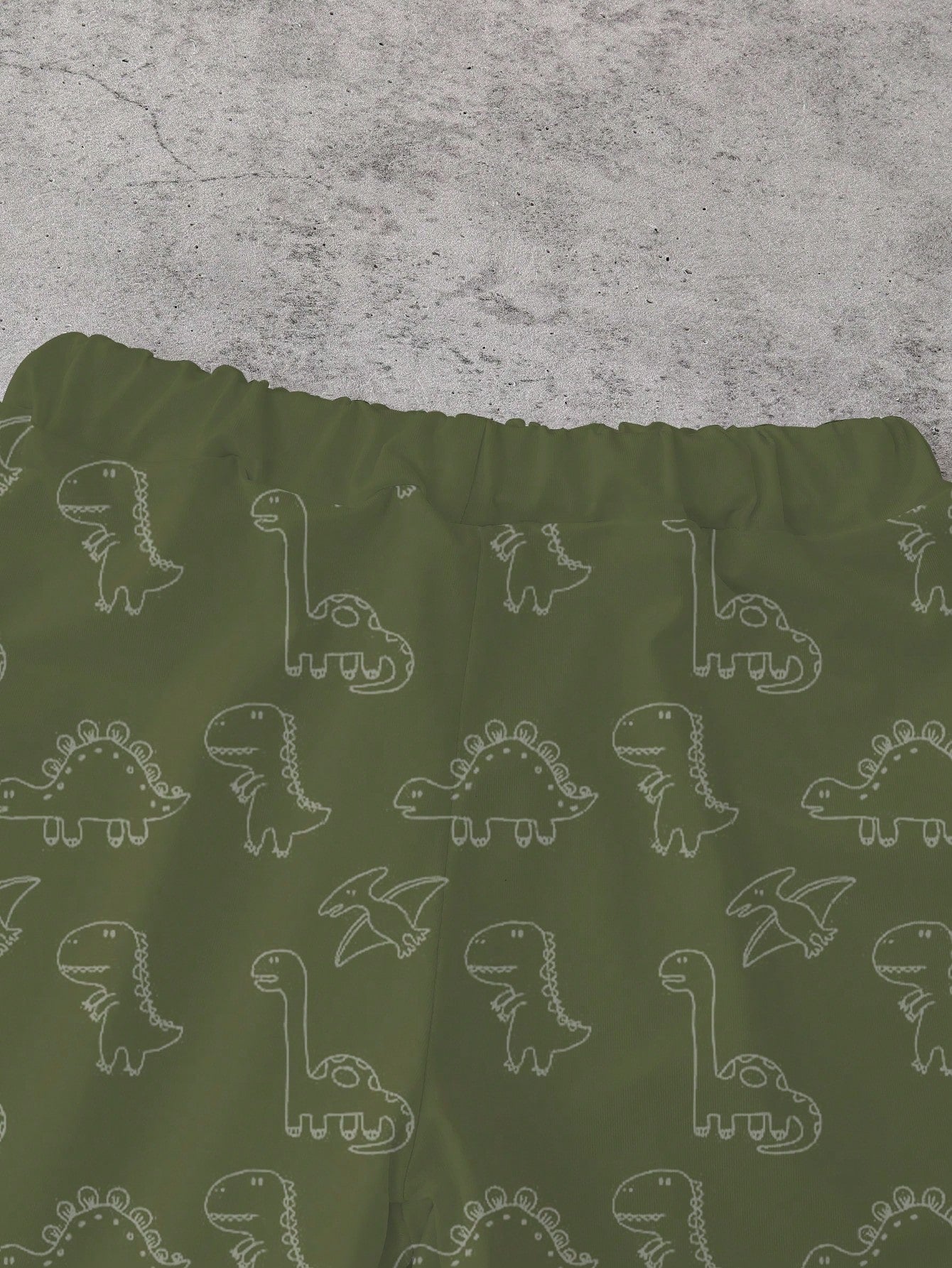 Playful Pals 1 Set Toddler Cute Cartoon Dinosaur Outfit,White Summer Casual Short Sleeve Graphic T-Shirt & Shorts,Beach Playtime Style,Green Playful Print Set