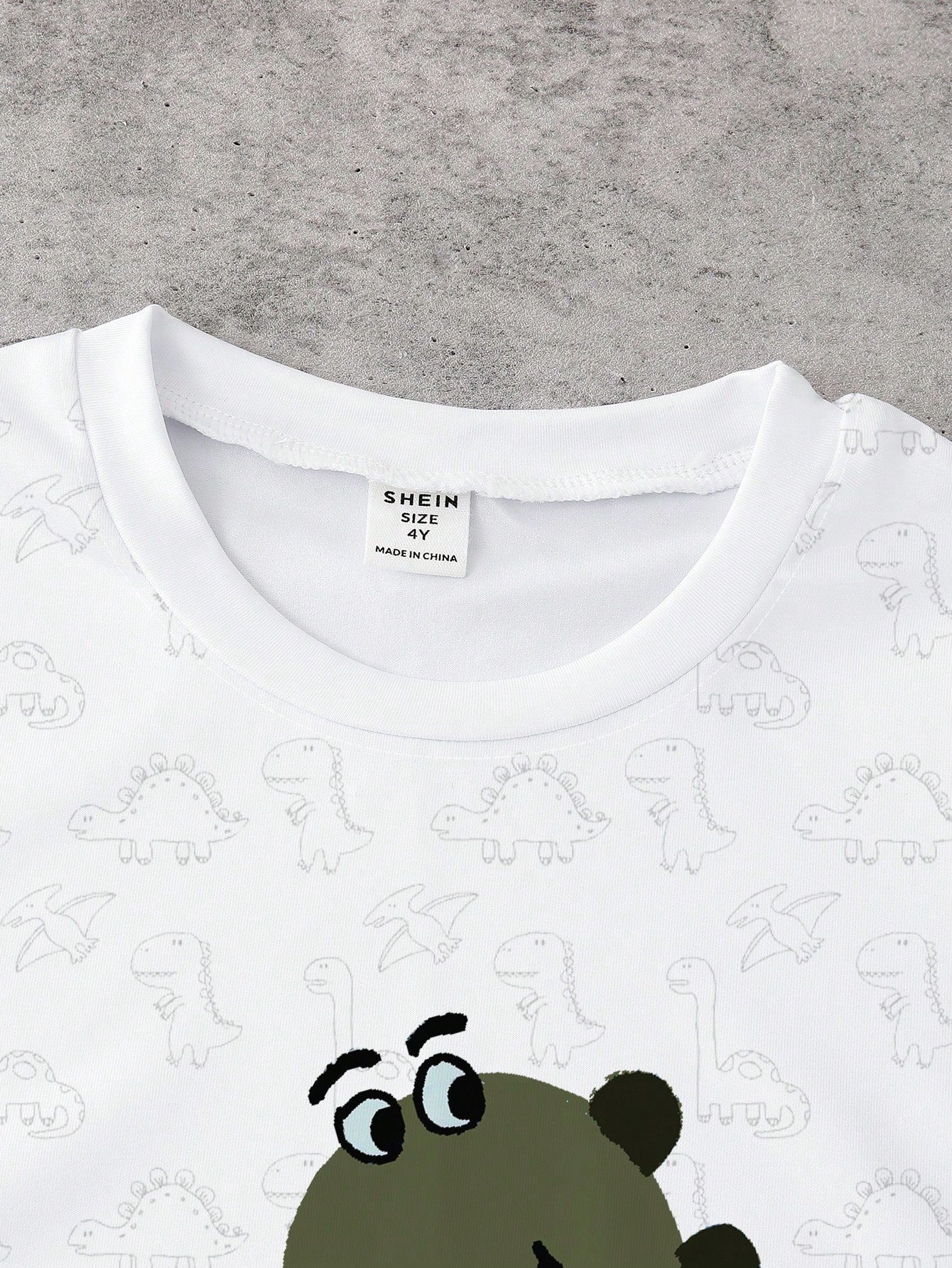 Playful Pals 1 Set Toddler Cute Cartoon Dinosaur Outfit,White Summer Casual Short Sleeve Graphic T-Shirt & Shorts,Beach Playtime Style,Green Playful Print Set