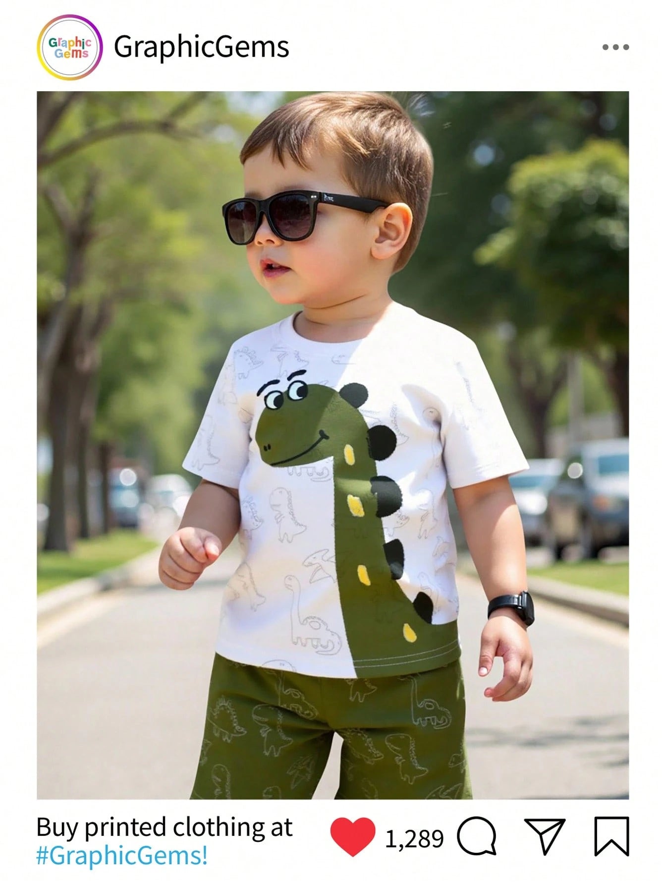 Playful Pals 1 Set Toddler Cute Cartoon Dinosaur Outfit,White Summer Casual Short Sleeve Graphic T-Shirt & Shorts,Beach Playtime Style,Green Playful Print Set