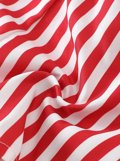 Playful Pals Baby Boy Red And White Stripe Swim Trunks,Toddler Waist Tie Casual Summer Beach Shorts,Infant Vacation Striped Bottoms For 1 Year Old