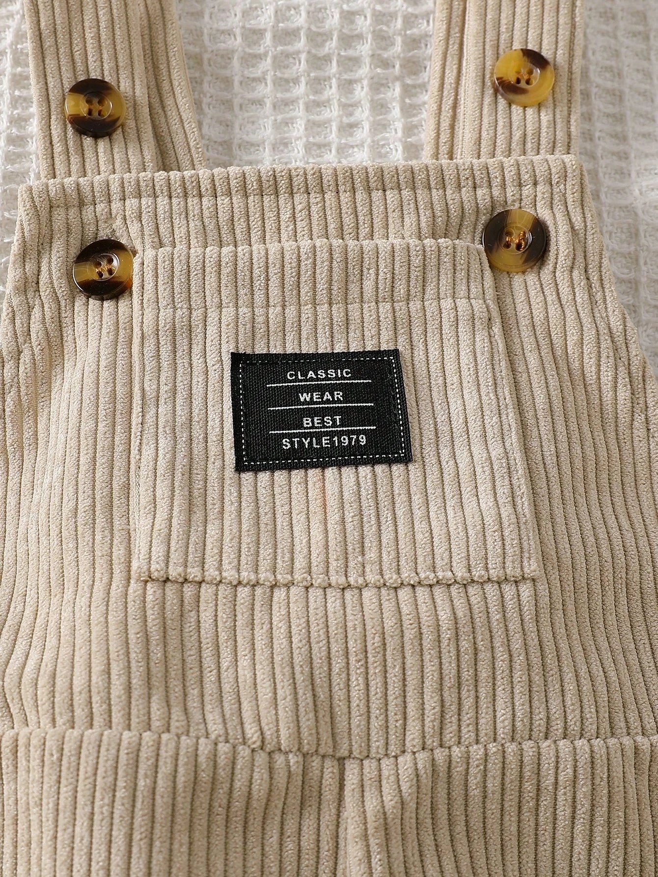 Playful Pals Baby Boys 0-3 Years Old Khaki Letter Embroidered Corduroy Jumpsuit, Suitable For Outings, Casual, Birthday Party Matching Family Autumn