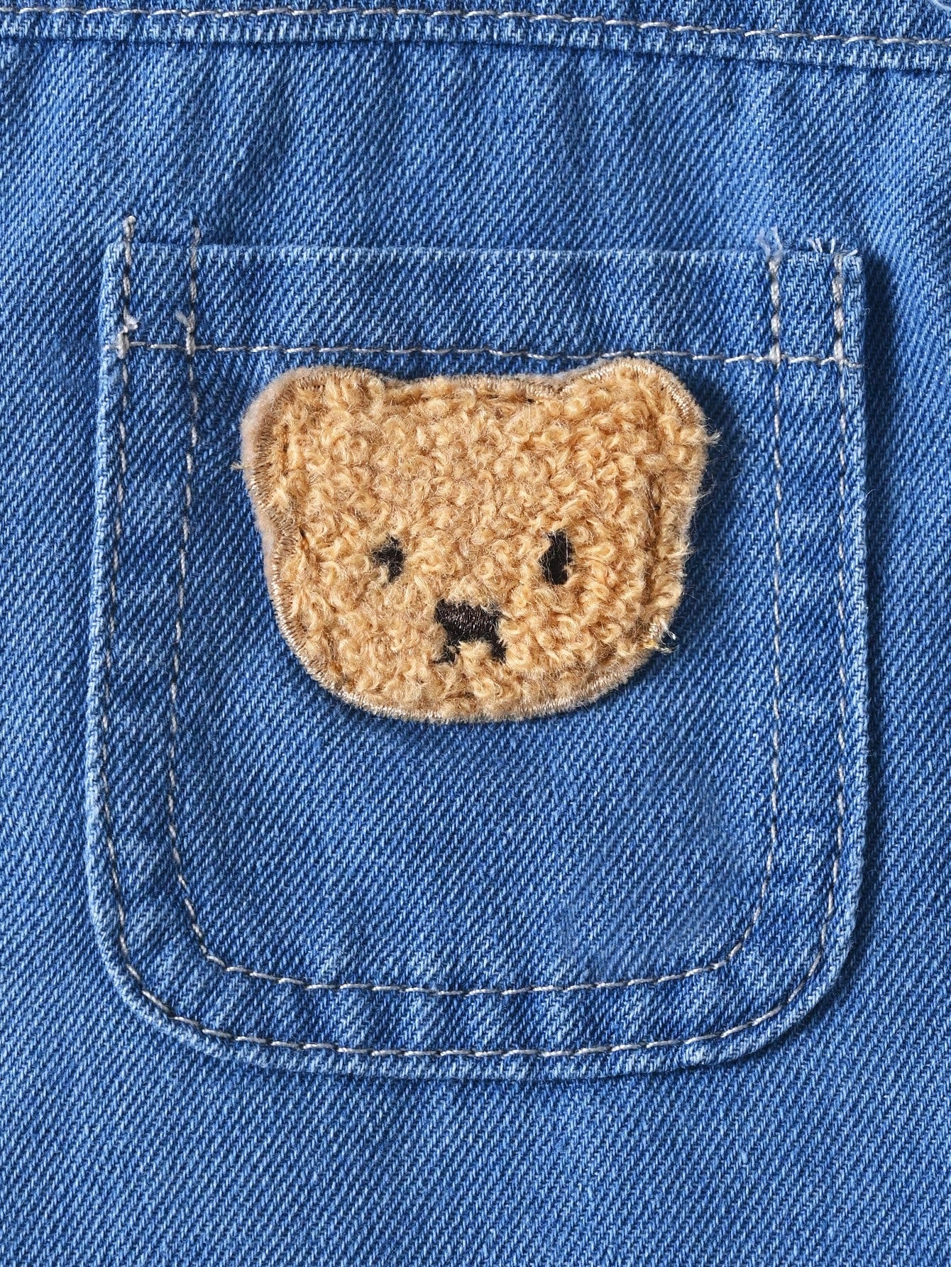 Playful Pals Babyboy Summer Blue Denim Outfit,Short Sleeve Lapel Cardigan Top With Shorts,Casual Loose Fit,Bear Patch,City Break Style,For Outings&Daily Sports