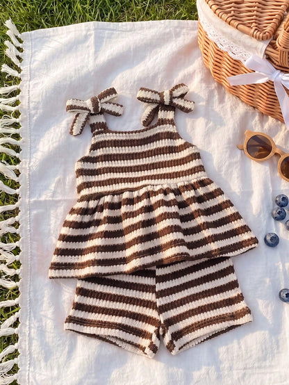 Playful Pals Babygirl Holiday Outfits Christmas Casual Outfits Red Halter Top And Shorts Summer Two Pieces Suit! Made Of Knitted Jacquard Fabric, The Unique Jacquard Design Increases The Artistic Sens
