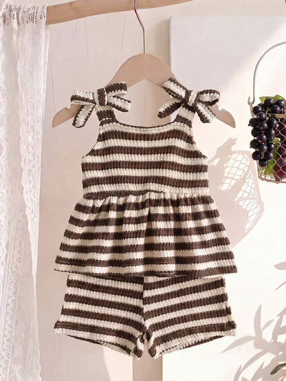 Playful Pals Babygirl Holiday Outfits Christmas Casual Outfits Red Halter Top And Shorts Summer Two Pieces Suit! Made Of Knitted Jacquard Fabric, The Unique Jacquard Design Increases The Artistic Sens
