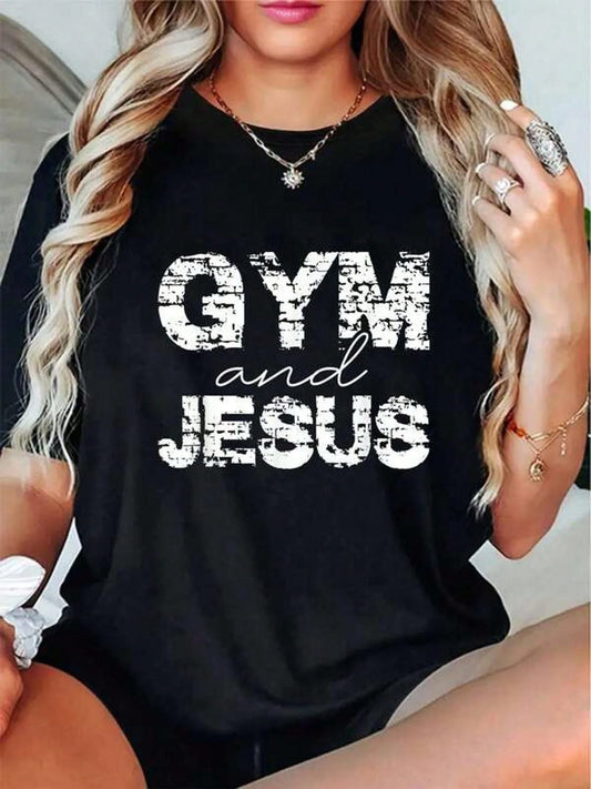 Plus Size [Faith Tshirt] Casual Faith Fitness Dedication T-Shirt Gym And Jesus Women Size L-3XL 4XL 5XL