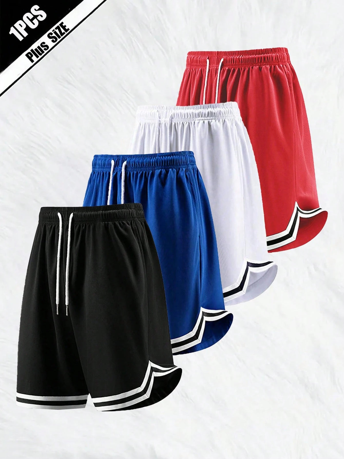 Plus Size Men's Lightweight Casual Sports Shorts, Breathable Mesh Elastic Basketball Fitness Shorts