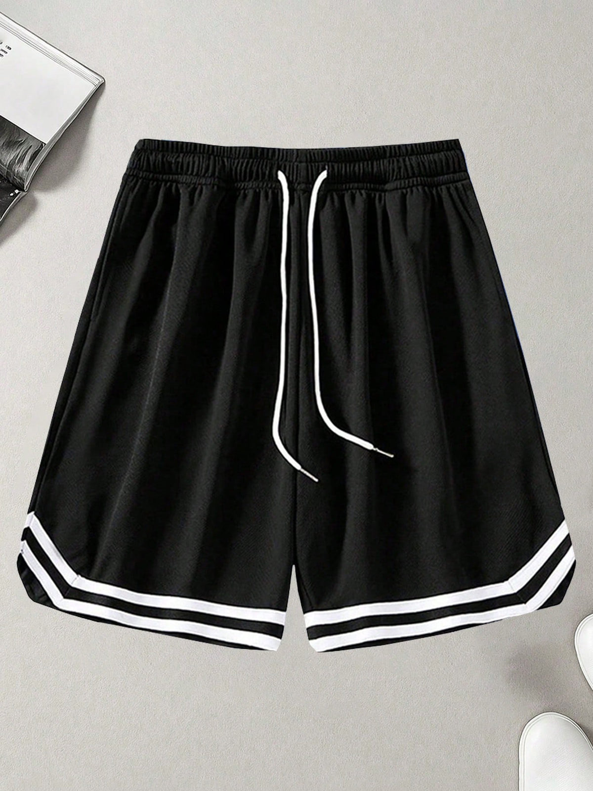 Plus Size Men's Lightweight Casual Sports Shorts, Breathable Mesh Elastic Basketball Fitness Shorts