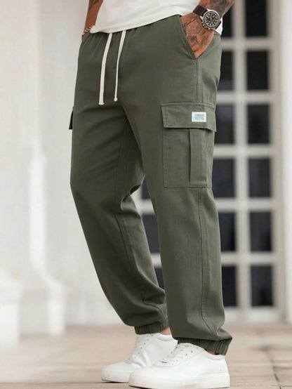 Plus Size Men's Sweatpants, Large Pocket Cargo Pants, Suitable For Running, Sports, Fitness, Shopping, And Dating, Daily Wear, Valentine's Day Gift