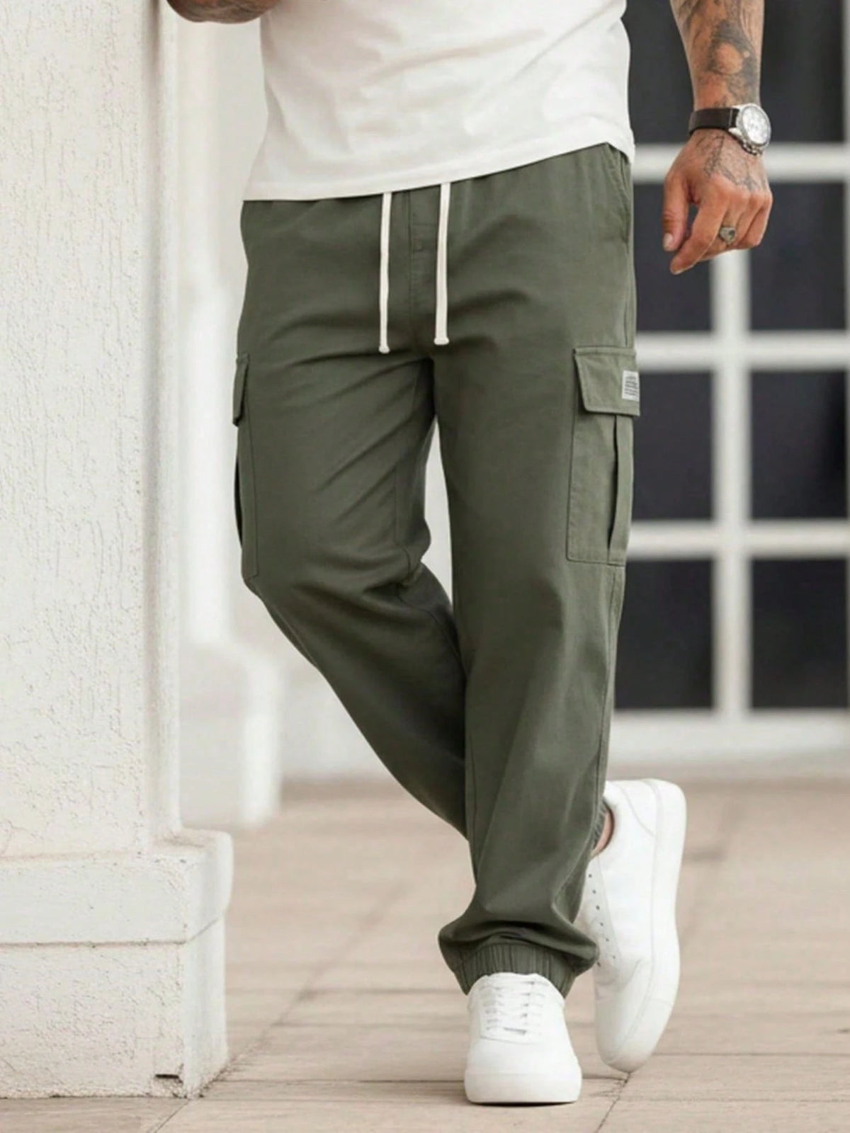 Plus Size Men's Sweatpants, Large Pocket Cargo Pants, Suitable For Running, Sports, Fitness, Shopping, And Dating, Daily Wear, Valentine's Day Gift