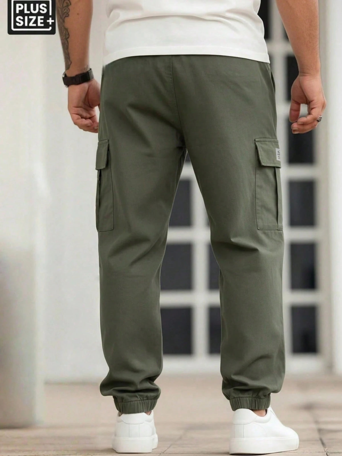 Plus Size Men's Sweatpants, Large Pocket Cargo Pants, Suitable For Running, Sports, Fitness, Shopping, And Dating, Daily Wear, Valentine's Day Gift