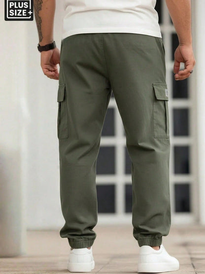Plus Size Men's Sweatpants, Large Pocket Cargo Pants, Suitable For Running, Sports, Fitness, Shopping, And Dating, Daily Wear, Valentine's Day Gift