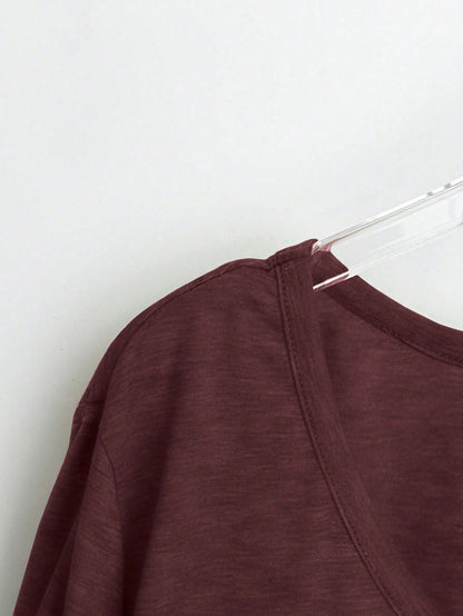 Plus Size Women V-Neck Loose Solid T-Shirt, Casual & Simple, Summer