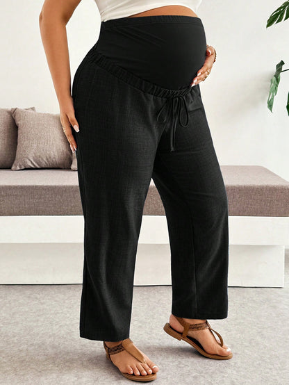 Plussiva Plus Size Maternity Adjustable Waist Casual Long Pants