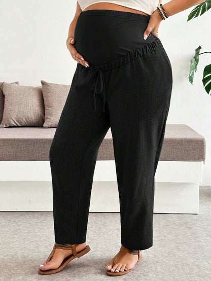 Plussiva Plus Size Maternity Adjustable Waist Casual Long Pants