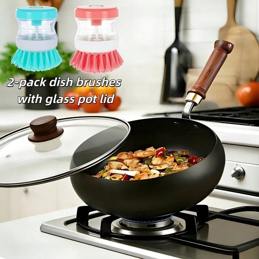 PokEpic Hand-Forged Refined Iron Belly Cauldron Wok- Non-Stick Deep Round Frying Pan With Wooden Handle, Rust-Proof & Easy To Clean, Perfect For Stir-Frying, Braising, And Cooking, Durable Kitchen Es