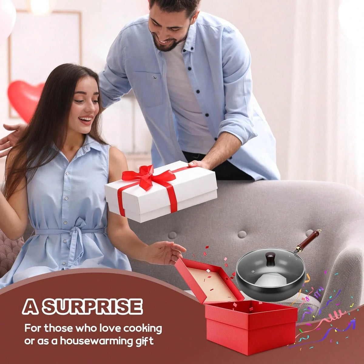 PokEpic Hand-Forged Refined Iron Belly Cauldron Wok- Non-Stick Deep Round Frying Pan With Wooden Handle, Rust-Proof & Easy To Clean, Perfect For Stir-Frying, Braising, And Cooking, Durable Kitchen Es