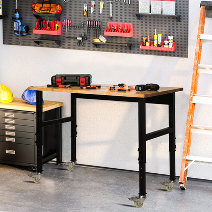 Portable Adjustable Woodworking Garage Mobile Workbench Table