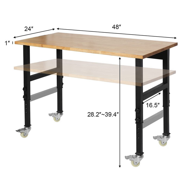 Portable Adjustable Woodworking Garage Mobile Workbench Table