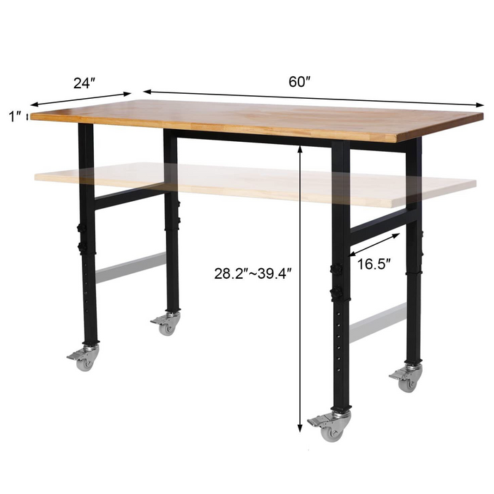 Portable Adjustable Woodworking Garage Mobile Workbench Table