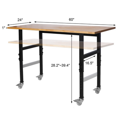 Portable Adjustable Woodworking Garage Mobile Workbench Table