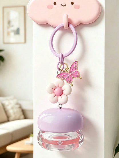 Portable Cream Jar With Flower And Butterfly Decoration, Cosmetic Dispenser, Macaron Color Bag Charm, Empty Cosmetic Jar Charm, Refillable Travel Toiletries Container, Leak-Proof Travel Accessory, Sui