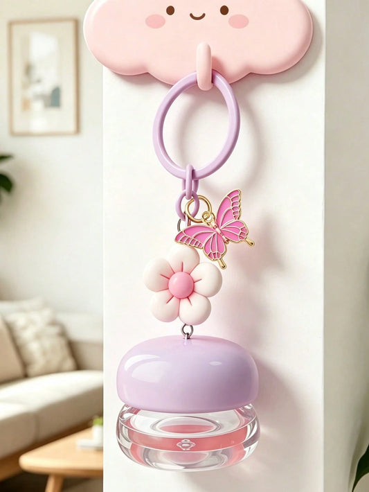 Portable Cream Jar With Flower And Butterfly Decoration, Cosmetic Dispenser, Macaron Color Bag Charm, Empty Cosmetic Jar Charm, Refillable Travel Toiletries Container, Leak-Proof Travel Accessory, Sui