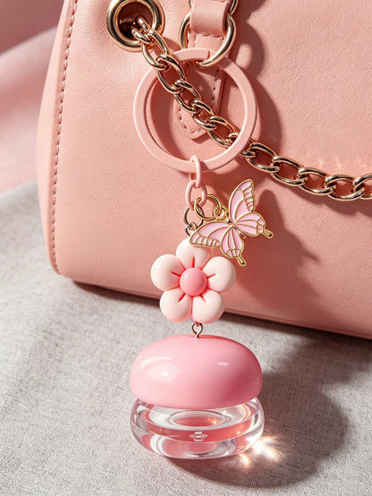 Portable Cream Jar With Flower And Butterfly Decoration, Cosmetic Dispenser, Macaron Color Bag Charm, Empty Cosmetic Jar Charm, Refillable Travel Toiletries Container, Leak-Proof Travel Accessory, Sui