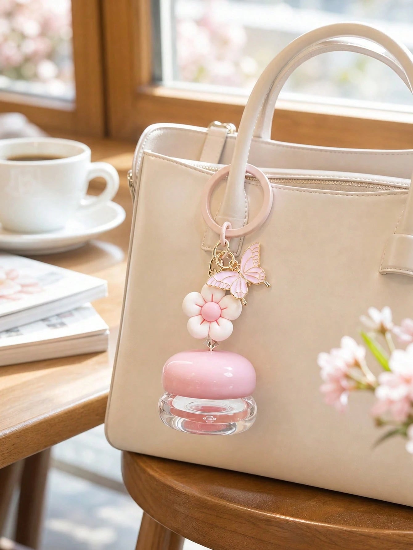 Portable Cream Jar With Flower And Butterfly Decoration, Cosmetic Dispenser, Macaron Color Bag Charm, Empty Cosmetic Jar Charm, Refillable Travel Toiletries Container, Leak-Proof Travel Accessory, Sui