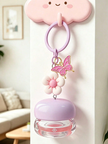 Portable Cream Jar With Flower And Butterfly Decoration, Cosmetic Dispenser, Macaron Color Bag Charm, Empty Cosmetic Jar Charm, Refillable Travel Toiletries Container, Leak-Proof Travel Accessory, Sui