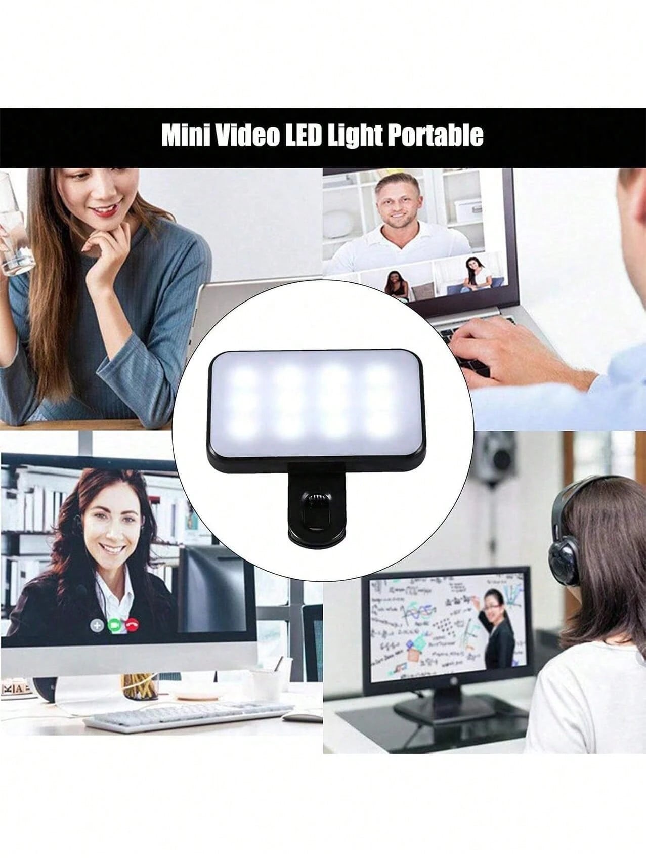 Portable Selfie Light Video Conference Lighting With Clip For Phone Camera, Clip On LED Light For Video Conference, Phone Light, Selfie Light, 3 Lighting Modes, Rechargeable, Portable, Suitable For La