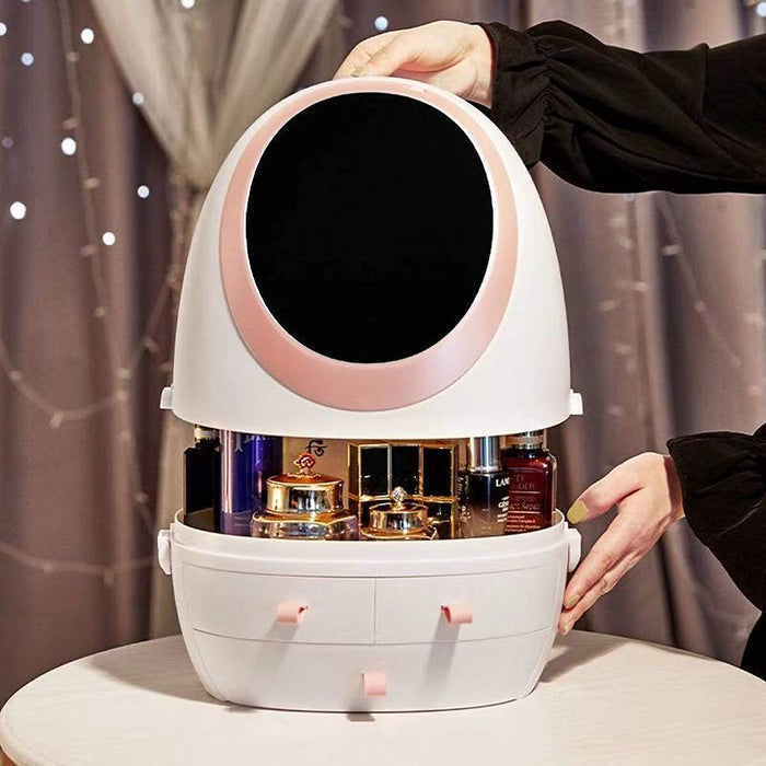Portable Vanity LED Mirror Cosmetic Makeup Serum Organizer Caddy