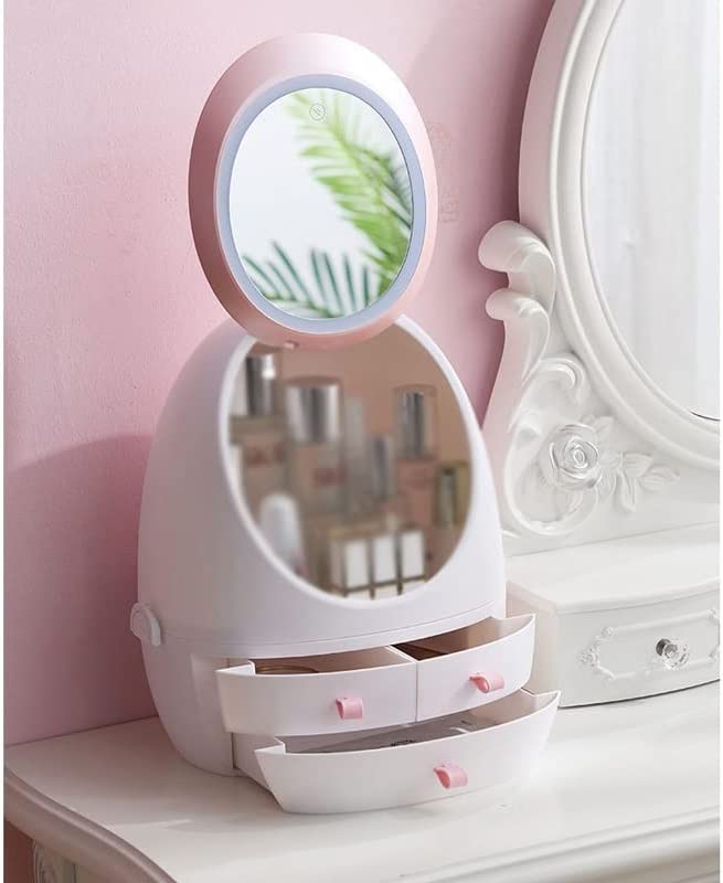 Portable Vanity LED Mirror Cosmetic Makeup Serum Organizer Caddy