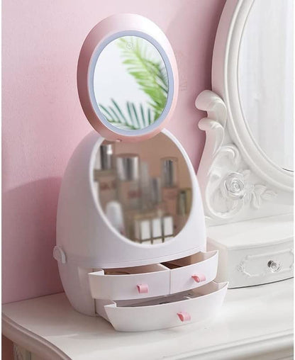 Portable Vanity LED Mirror Cosmetic Makeup Serum Organizer Caddy