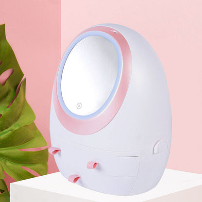 Portable Vanity LED Mirror Cosmetic Makeup Serum Organizer Caddy