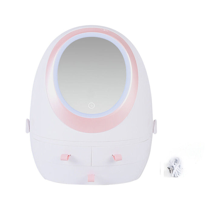 Portable Vanity LED Mirror Cosmetic Makeup Serum Organizer Caddy