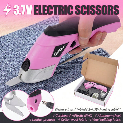 Precision Electric Fabric Scissors- USB Rechargeable, Multipurpose Handheld Cutter Suitable For Clothing, Cardboard, Carpet And Faux Leather Tools