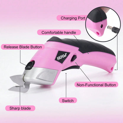 Precision Electric Fabric Scissors- USB Rechargeable, Multipurpose Handheld Cutter Suitable For Clothing, Cardboard, Carpet And Faux Leather Tools