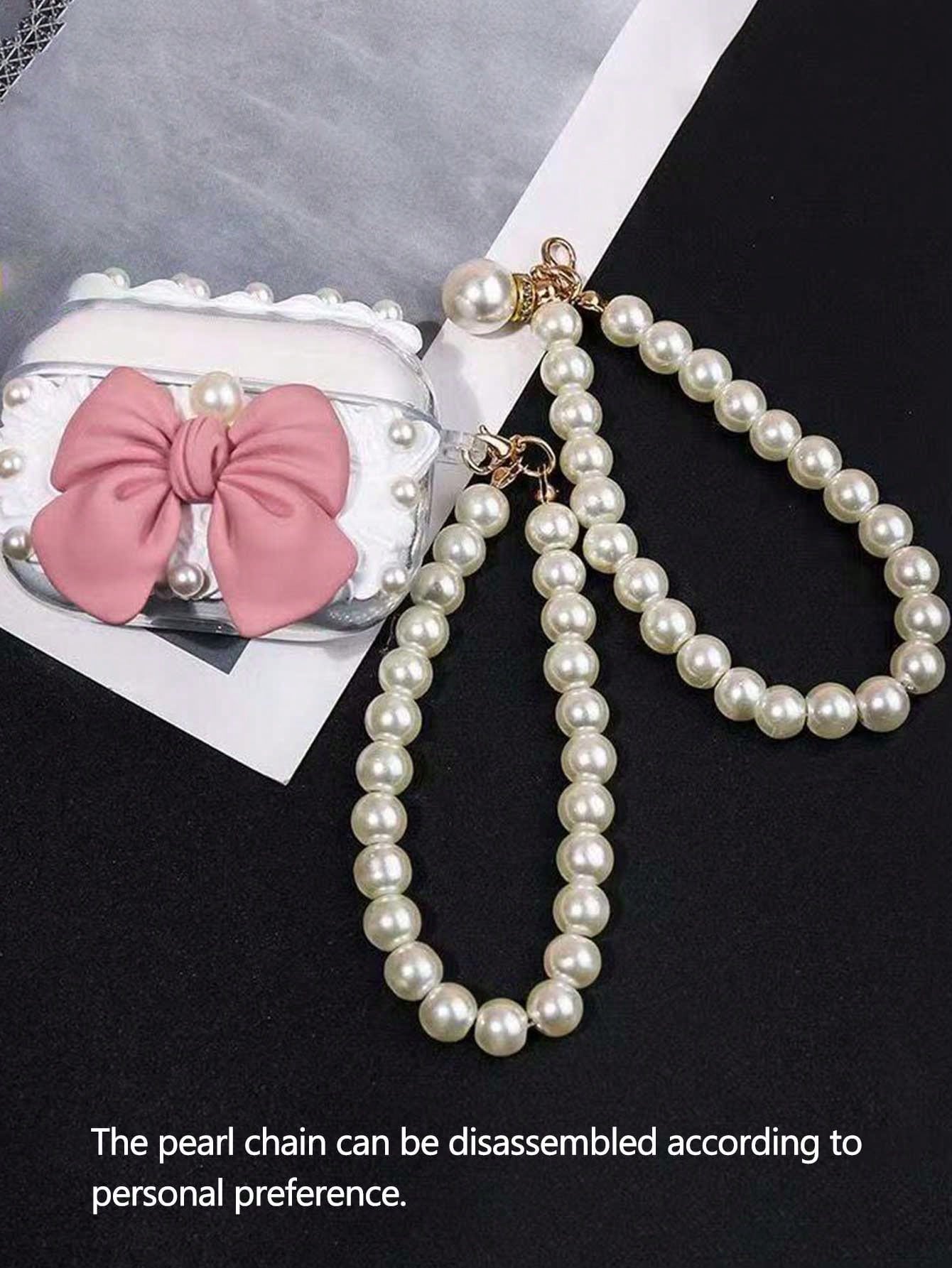 Premium Elegant Gold Pearl Letter Keychain, A-Z 3D Letter Pendant, Elegant Pearl Chain With Sparkling Rhinestones (Detachable Based On Personal Preference) Fashion Alloy Keychain Ring, Earphone Pendan
