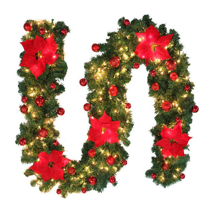 Premium Pre-Lit Indoor / Outdoor Stairs Christmas Garland Decoration 9 FT
