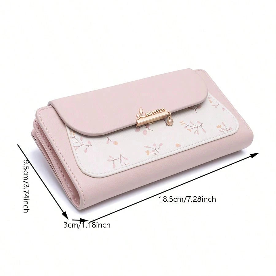 PRETTYZYS Long Leaf Metal Buckle Folding Zipper Multifunctional Wallet Fashion Printed Large Capacity Women's Wallet Clutch Purse Business Travel Valentine's Day Gift For Her For Women Wallet Purse Wa